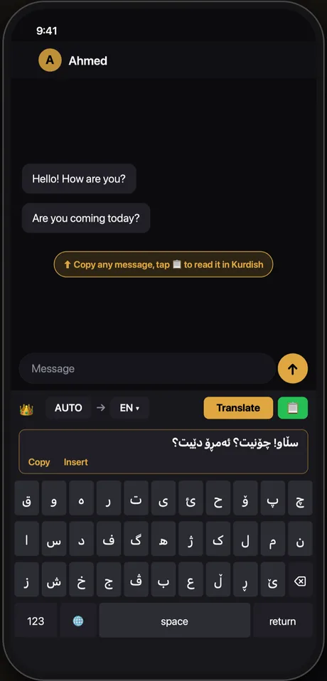 Read incoming messages in Kurdish